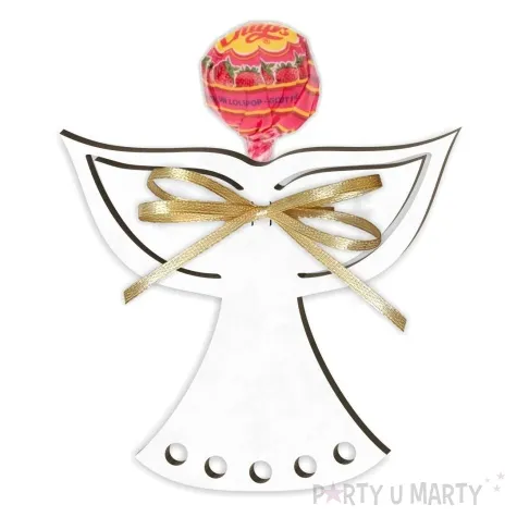 dekoracja slodki aniolek na lizak biala 9 cm