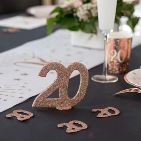 dekoracja stojaca brokatowa liczba 18 rozowe zloto santex 10 cm