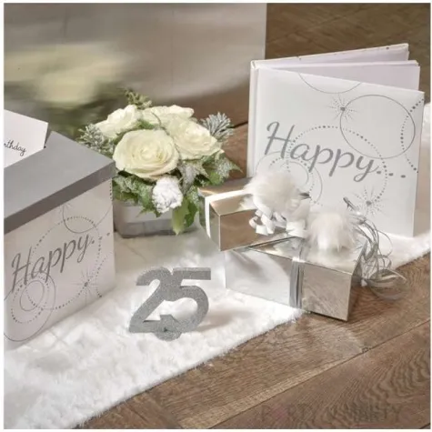 dekoracja stojaca brokatowa liczba 70 srebrna santex 10 cm