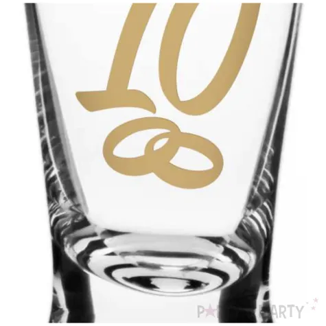 dekoracja stolu na rocznice slubu oszukany kieliszek do wodki liczba 10 cynowe gody 25 ml