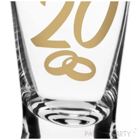 dekoracja stolu na rocznice slubu oszukany kieliszek do wodki liczba 20 porelanowe gody 25 ml