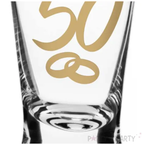 dekoracja stolu na rocznice slubu oszukany kieliszek do wodki liczba 50 zlote gody 25 ml