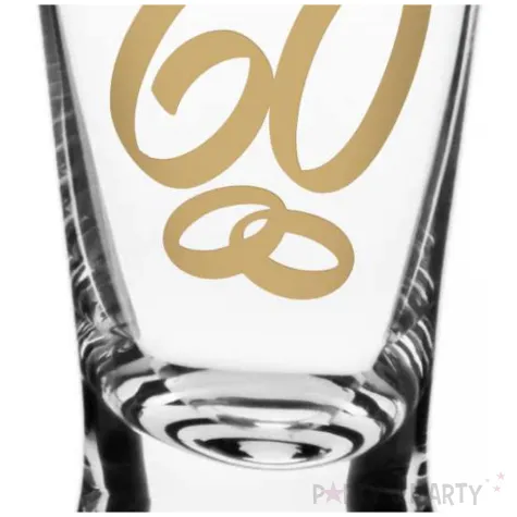 dekoracja stolu na rocznice slubu oszukany kieliszek do wodki liczba 60 diamentowe gody 25 ml