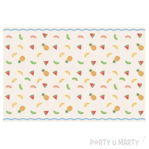 dekoracja stolu na urodziny garden party obrus papierowy hawajskie owoce 180x120 cm