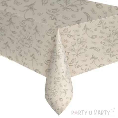 dekoracja stolu na urodziny obrus wielokrotnego uzytku kraftowe kwiaty 180 x 120 cm