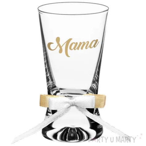 dekoracja stolu na wesele oszukane slubne kieliszki do wodki mama z kokardka 15 ml
