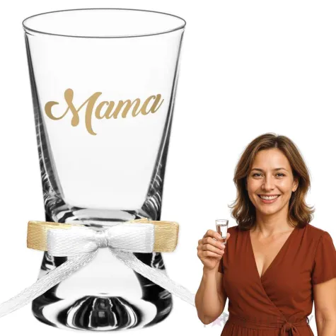 dekoracja stolu na wesele oszukane slubne kieliszki do wodki mama z kokardka 15 ml