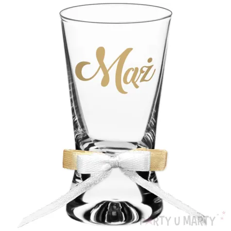 dekoracja stolu na wesele oszukane slubne kieliszki do wodki maz zona swiadek swiadkowa x4