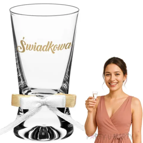 dekoracja stolu na wesele oszukane slubne kieliszki do wodki swiadkowa z kokardka 15 ml