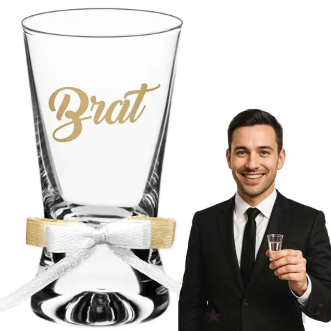 dekoracja stolu na wesele oszukany slubny kieliszek do wodki brat z kokardka 25 ml