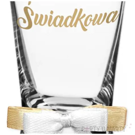 dekoracja stolu na wesele oszukany slubny kieliszek do wodki swiadkowa z kokardka 25 ml