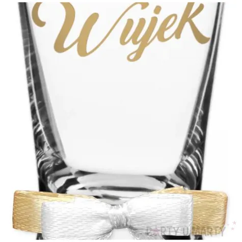 dekoracja stolu na wesele oszukany slubny kieliszek do wodki wujek z kokardka 25 ml