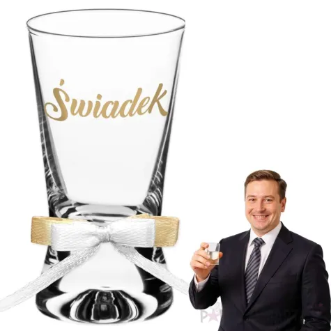 dekoracja stolu na wesele tradycyjne slubne kieliszki do wodki swiadek z kokardka 25 ml