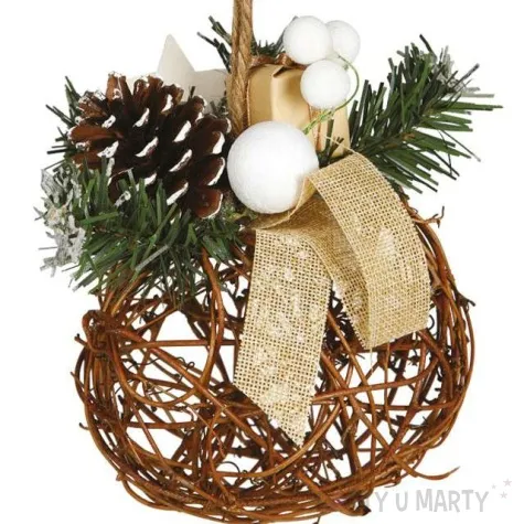 dekoracja swiateczny stroik wiklina guirca 16 cm