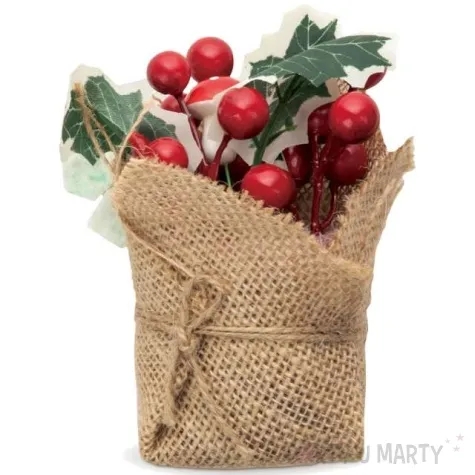 dekoracja swiateczny stroik worek jutowy partypal 14 cm