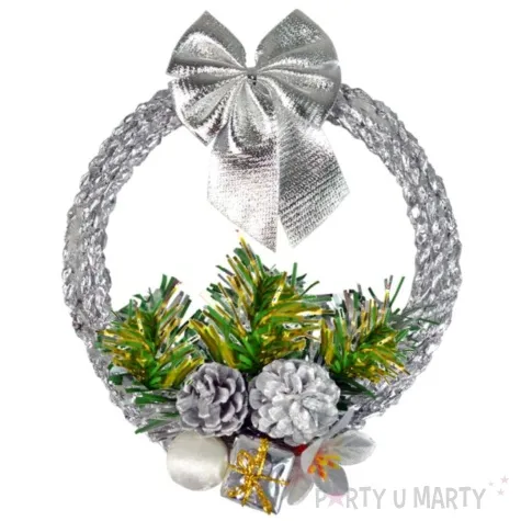 dekoracja swiateczny wieniec srebrny arpex 16 cm