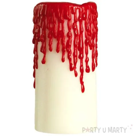 dekoracja swieca pamazana krwia guirca 10x5 cm
