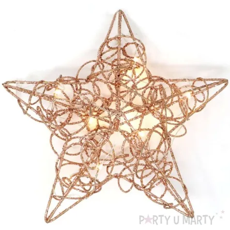 dekoracja swiecaca brokatowa gwiazda zlota guirca