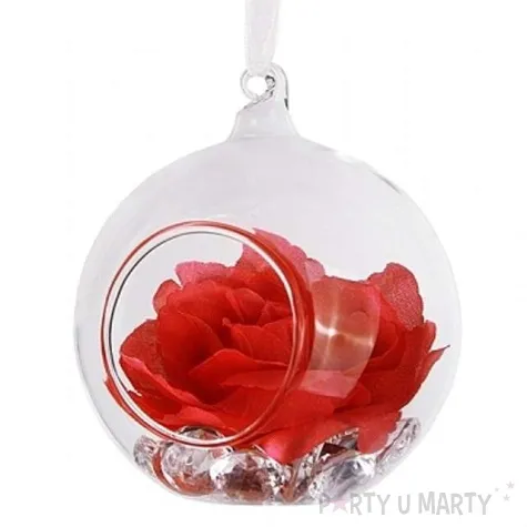 dekoracja szklana kula ze wstazka 10 cm 4 szt