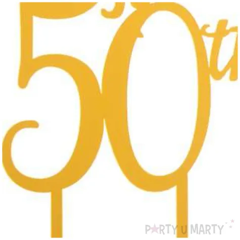 dekoracja topper 50 urodziny zloty dekora 16 cm