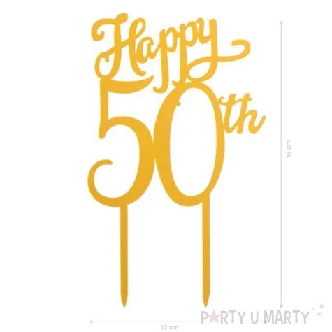 dekoracja topper 50 urodziny zloty dekora 16 cm