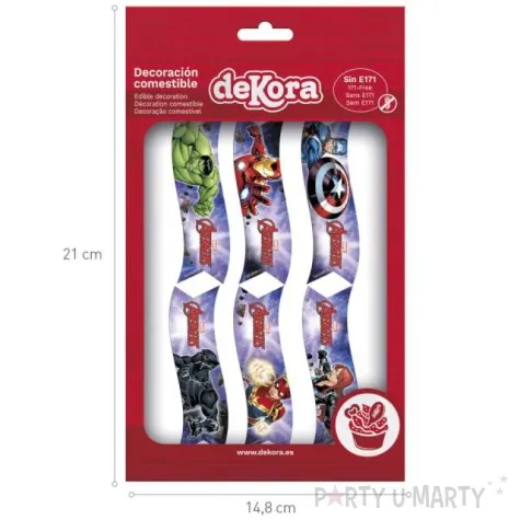 dekoracja tortu oplatek avengers 9 x 3 cm dekora