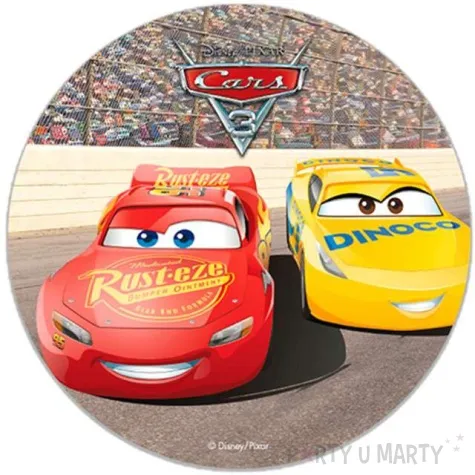 dekoracja tortu oplatek elastyczny bezglutenowy cars auta 16 cm dekora