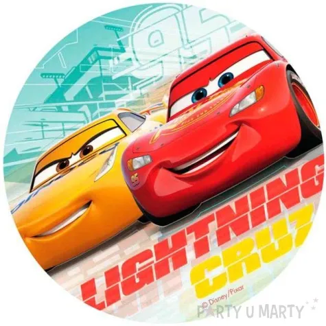 dekoracja tortu oplatek elastyczny bezglutenowy cars auta 20 cm dekora