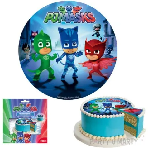 dekoracja tortu oplatek elastyczny bezglutenowy pj masks pidzamersi 16 cm dekora