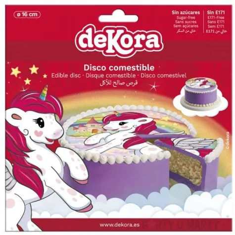 dekoracja tortu oplatek jednorozec 16 cm dekora