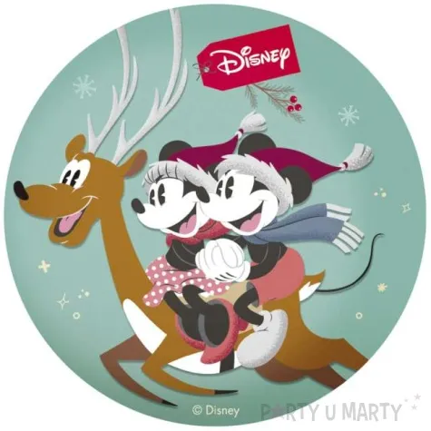 dekoracja tortu oplatek mickey i minnie zima 20 cm dekora