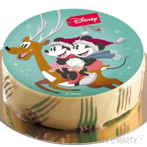 dekoracja tortu oplatek mickey i minnie zima 20 cm dekora