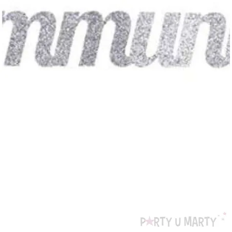 dekoracja tortu topper communion srebrna godan