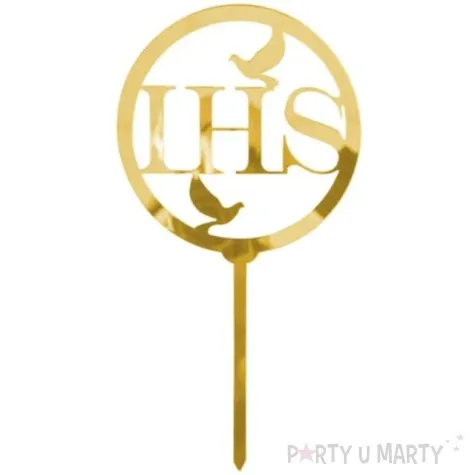 dekoracja tortu topper hostia ihs zloty partypal 19 cm