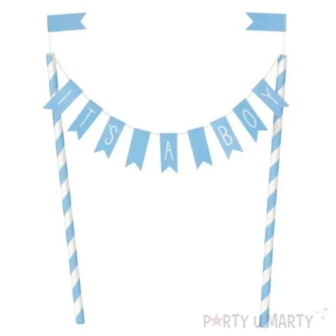 dekoracja tortu topper its a boy blekitna unique