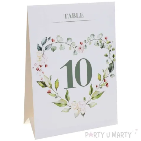 dekoracja wedding bunting numerki na stol od 1 do 10 santex 20 cm