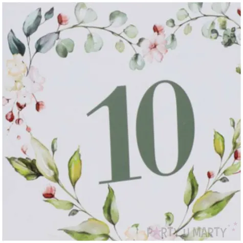 dekoracja wedding bunting numerki na stol od 1 do 10 santex 20 cm