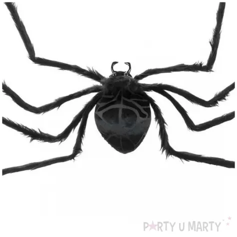 dekoracja wielki wlochaty pajak czarny partydeco 60 cm