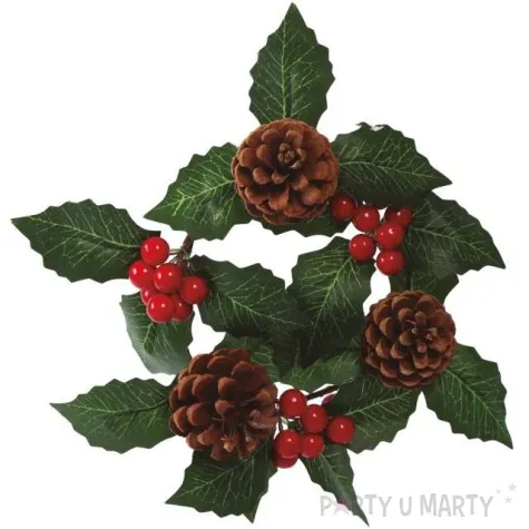 dekoracja wieniec swiateczny ostokrzew guirca 15 cm
