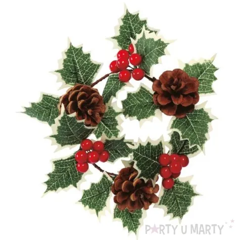 dekoracja wieniec swiateczny ostokrzew jasny guirca 15 cm