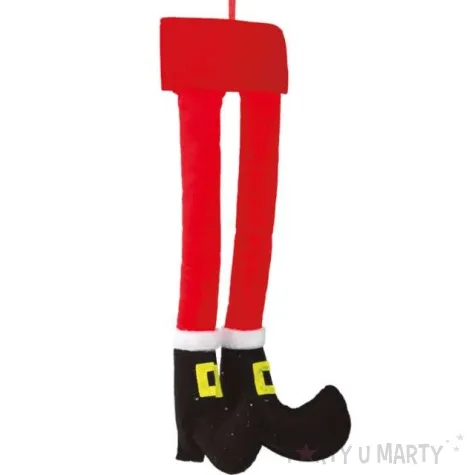 dekoracja wiszaca boze narodzenie nogi elfa czerwony guirca 50 cm