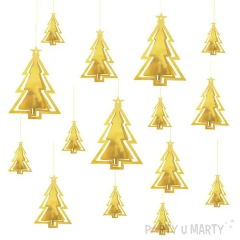 dekoracja wiszaca choinki 3d zlote partypal 15 szt