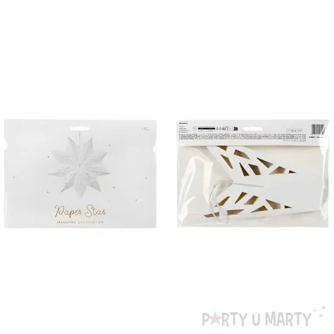 dekoracja wiszaca gwiazda delux baialy partydeco 50 cm