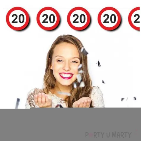 dekoracja wiszaca na 18 urodziny baner girlanda liczba 18 traffic birthday znak zakazu