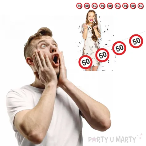 dekoracja wiszaca na 30 urodziny baner girlanda liczba 30 traffic birthday znak zakazu