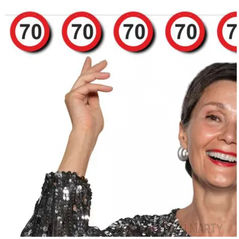 dekoracja wiszaca na 60 urodziny baner girlanda liczba 60 traffic birthday znak zakazu