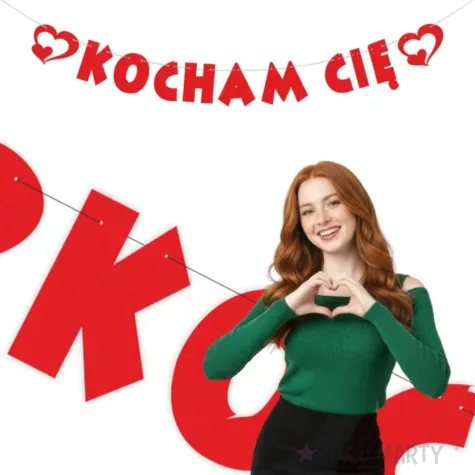 dekoracja wiszaca na walentynki girlanda papierowa kocham cie serca czerwone baner 2 2 m