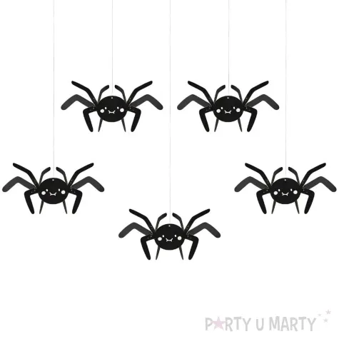 dekoracja wiszaca pajaki halloween czarny partydeco 5 szt