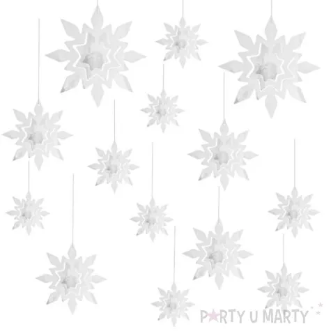 dekoracja wiszaca platki sniegu 3d partypal 14 szt