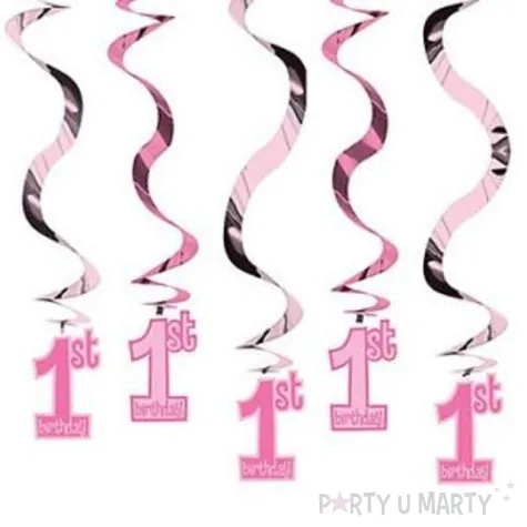 dekoracja wiszaca swiderki 1 urodziny rozowe 60 cm